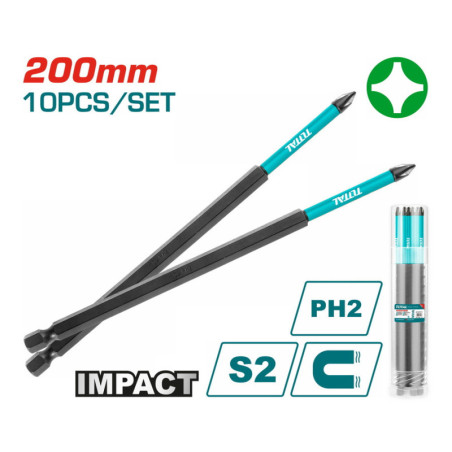 TOTAL ΜΥΤΕΣ ΜΑΓΝΗΤΙΚΕΣ ΜΑΥΡΕΣ ΡH2 200mm 10ΤΕΜ (TACIM16PH283)