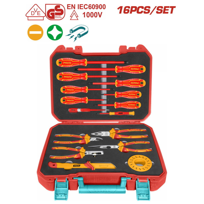 TOTAL ΚΑΣΕΤΙΝΑ ΕΡΓΑΛΕΙΩΝ ΧΕΙΡΟΣ 1000V VDE 16ΤΕΜ (THKITH1601)