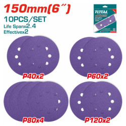 TOTAL ΣΕΤ ΓΥΑΛΟΧΑΡΤΑ 150mm 10τεμ ΓΙΑ TAT91501 / TF2041506 (TAC73150103)