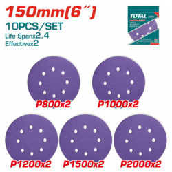 TOTAL ΣΕΤ ΓΥΑΛΟΧΑΡΤΑ 150mm 10ΤΕΜ ΓΙΑ TAT91501 / TF2041506 (TAC73150101)