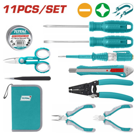 TOTAL ΚΑΣΕΤΙΝΑ ΕΡΓΑΛΕΙΩΝ ΗΛΕΚΤΡΟΛΟΓΟΥ 11ΤΕΜ SUPER SELECT (TKETS0111)
