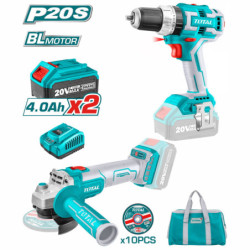 BF TOTAL ΕΠΑΓΓ. ΣΕΤ ΔΡΑΠ/ΒΙΔΟ ΚΡΟΥΣΤΙΚΟ + ΓΩΝΙΑΚΟΣ ΤΡΟΧΟΣ ΜΠΑΤ. Li-ion 20V / 4Ah (TCKLI6015)