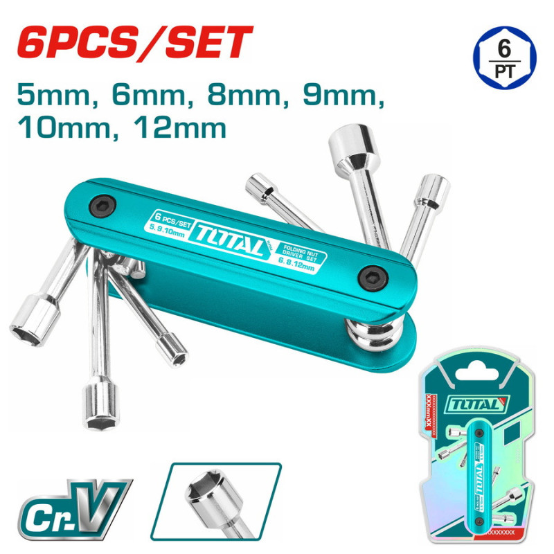 TOTAL ΣΕΤ ΣΟΥΓΙΑΣ ΚΑΡΥΔΑΚΙΑ ΕΞΑΓΩΝΑ 5-12mm 6ΤΕΜ (THFND061)