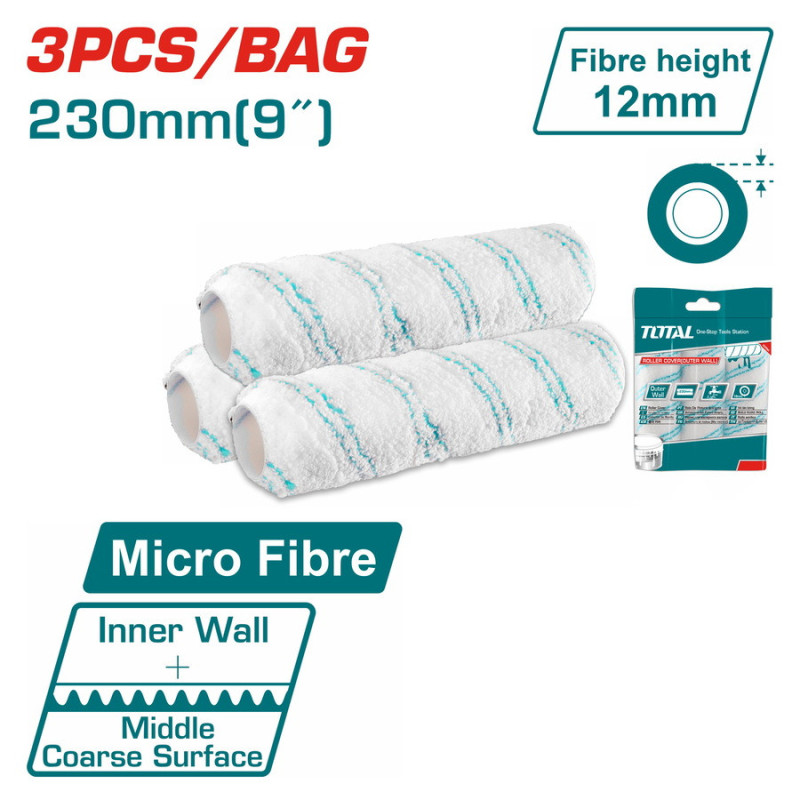 TOTAL ΣΕΤ ΑΝΤΑΛ/ΚΑ ΡΟΛΩΝ ΒΑΦΗΣ 230mm / 9" 3ΤΕΜ (THRC56091203)