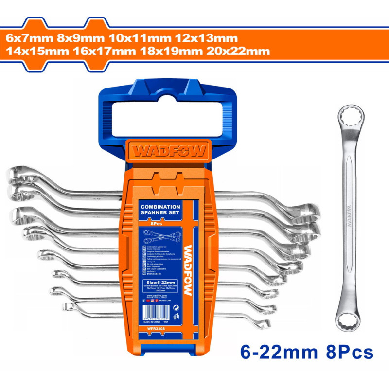 WADFOW ΣΕΤ ΠΟΛΥΓΩΝΑ ΚΛΕΙΔΙΑ 8ΤΕΜ / 6Χ7 - 20Χ22 (WFR3208)