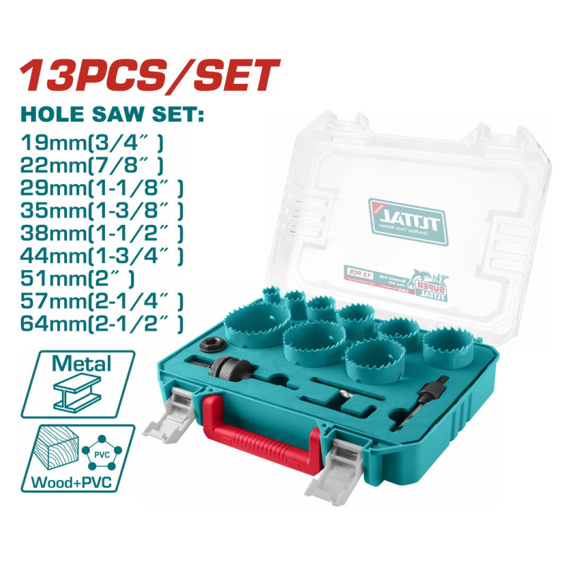 TOTAL ΣΕΤ ΠΟΤΗΡΟΤΡΥΠΑΝΑ ΜΕΤΑΛΛΟΥ HSS Bi-metal 13ΤΕΜ (TACSH0132)