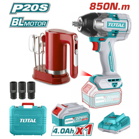 BF TOTAL ΕΠΑΓΓ. ΣΕΤ ΜΠΟΥΛΟΝΟΚΛΕΙΔΟ + ΜΙΞΕΡ ΜΠΑΤ. Li-ion 20V / 4Ah / 1 ΜΠΑΤΑΡΙΑ (TOSLI240313E)