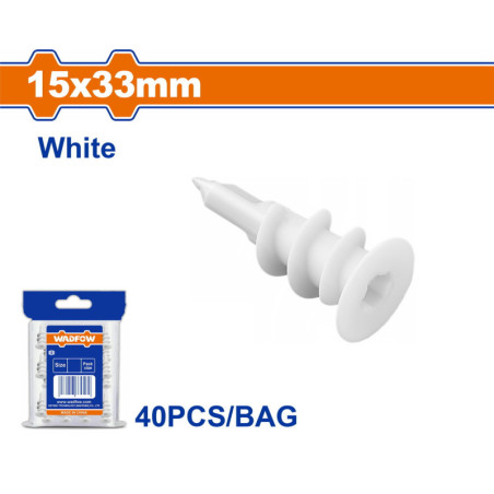 WADFOW ΒΙΣΜΑ ΠΛΑΣΤΙΚΟ ΓΥΨΟΣΑΝΙΔΑΣ ΑΥΤΟΔΙΑΤΡΗΤΟ 15X33mm 40TEM (WXTG911)