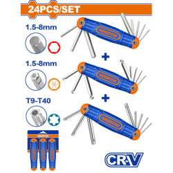 WADFOW ΣΕΤ ΚΛΕΙΔΙΑ ΑΛΛΕΝ + ΑΛΛΕΝ ΜΠΙΛΙΑΣ + TORX 24 ΤΕΜ ΣΟΥΓΙΑΣ ONE PROMOTION (WHK4203)