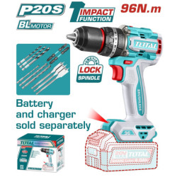TOTAL ΕΠΑΓΓ. ΔΡΑΠ/ΒΙΔΟ ΚΡΟΥΣΤΙΚΟ ΜΠΑΤ. Li-ion 20V/96Nm BL Motor ΧΩΡΙΣ ΜΠΑΤ & ΦΟΡΤΙΣΤΗ (TIDLI209681)