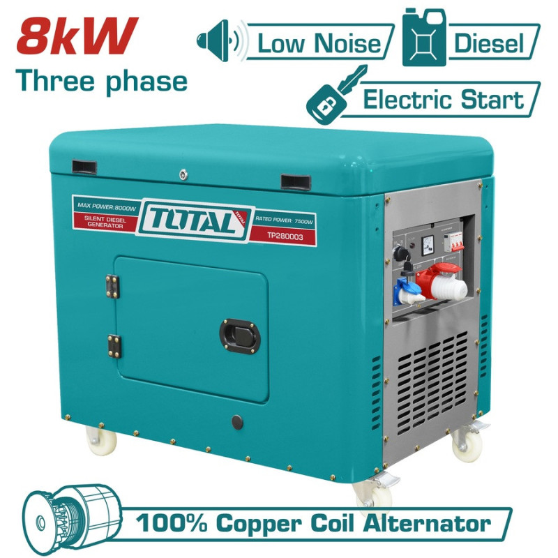 TOTAL ΗΛΕΚΤΡΟΓΕΝΝΗΤΡΙΑ DIESEL ΤΡΙΦΑΣΙΚΗ ΚΛΕΙΣΤΟΥ ΤΥΠΟΥ 8.000W (TP280003)