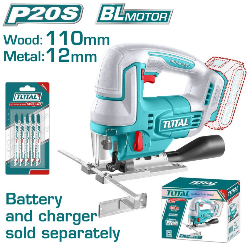 TOTAL ΕΠΑΓΓ. ΣΕΓΑ ΜΠΑΤ. Li-ion 20V ΧΩΡΙΣ ΜΠΑΤΑΡΙΑ & ΦΟΡΤΙΣΤΗ (TJSLI1008)