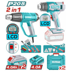 TOTAL ΕΠΑΓΓ. ΣΕΤ ΠΙΣΤΟΛΙΑ ΘΕΡΜΟΥ ΑΕΡΑ ΜΠΑΤ. Li-ion 20V (TOSLI241188E)
