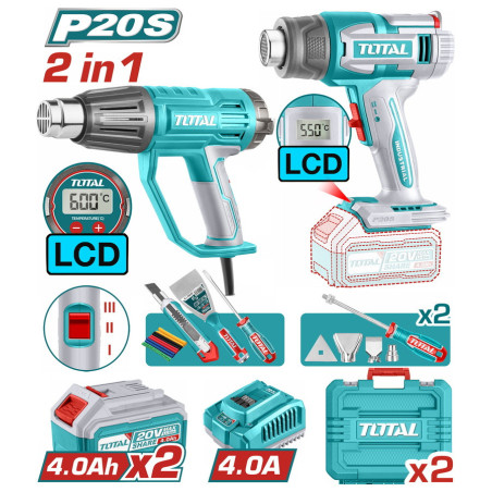 TOTAL ΕΠΑΓΓ. ΣΕΤ ΠΙΣΤΟΛΙΑ ΘΕΡΜΟΥ ΑΕΡΑ ΜΠΑΤ. Li-ion 20V (TOSLI241188E)