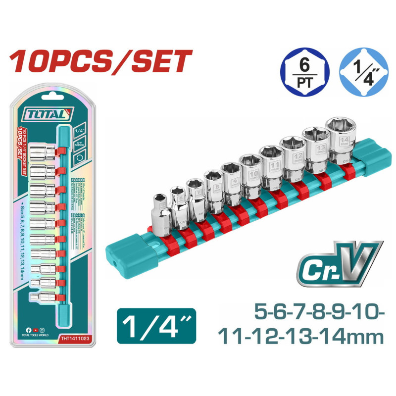 TOTAL ΕΠΑΓΓ. ΣΕΤ ΚΑΡΥΔΑΚΙΑ 1/4" 10ΤΕΜ (THT1411023)
