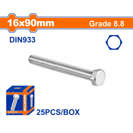 WADFOW ΒΙΔΑ ΕΞΑΓΩΝΗ ΓΑΛΒ. 8.8 DIN933 16X90 25TEM (WXSP56GA)