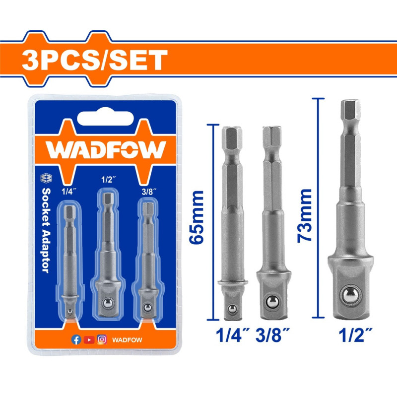 WADFOW ΣΕΤ ΑΝΤΑΠΤΟΡΕΣ 1/4" - 3/8" - 1/2" 3ΤΕΜ (WSV4K01)