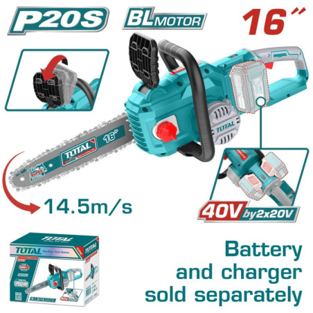 TOTAL ΕΠΑΓΓ. ΑΛΥΣΟΠΡΙΟΝΟ 16" / 40cm ΜΠΑΤ. Li-ion 40V ΧΩΡΙΣ ΜΠΑΤΑΡΙΑ & ΦΟΡΤΙΣΤΗ (TGSLI40168)