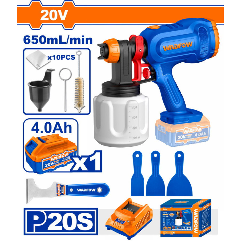 WADFOW ΣΕΤ ΠΙΣΤΟΛΙ ΒΑΦΗΣ ΜΠΑΤ. Li-ion 20V / 4Ah / 1 ΜΠΑΤ (WSU30668E)