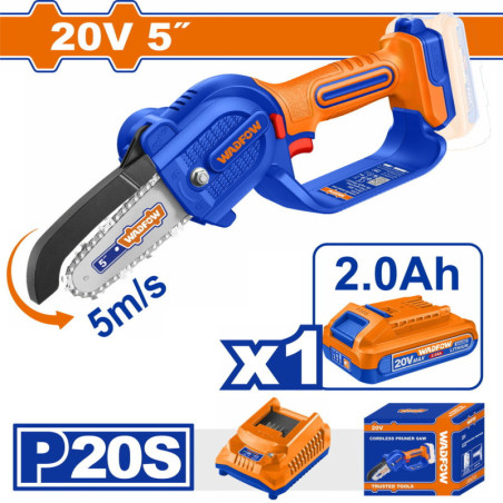 WADFOW ΣΕΤ ΑΛΥΣΟΠΡΙΟΝΟ ΚΛΑΔΕΥΤΙΚΟ ΜΠΑΤ. Li-ion 20V / 5" / 2Ah / 1 ΜΠΑΤ (WCLP556E)