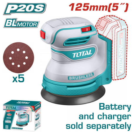 TOTAL ΕΚΚΕΝΤΡΟ ΤΡΙΒΕΙΟ ΧΟΥΦΤΑΣ ΜΠΑΤ. Li-ion 20V / 125mm ΧΩΡΙΣ ΜΠΑΤΑΡΙΑ & ΦΟΡΤΙΣΤΗ (TROSLI2002)