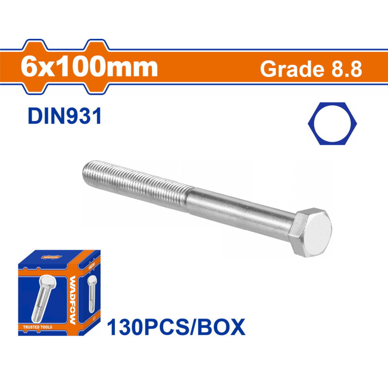 WADFOW ΒΙΔΑ ΕΞΑΓΩΝΗ ΓΑΛΒ. 8.8 DIN931 6X100 130TEM (WXSP51HB)