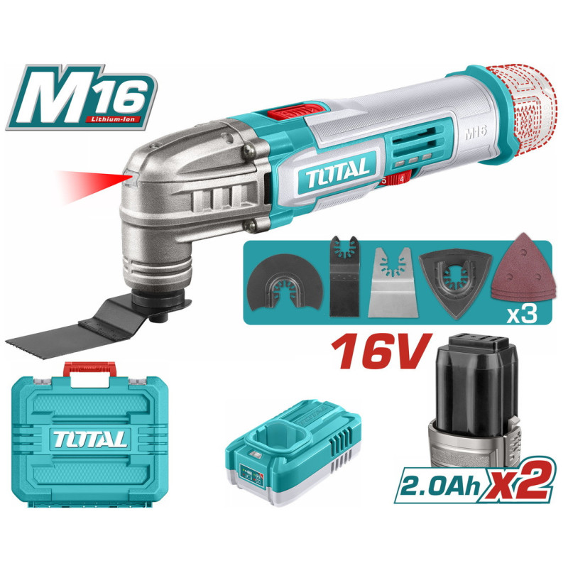 TOTAL ΕΠΑΓΓ. ΠΟΛΥΕΡΓΑΛΕΙΟ ΜΠΑΤ. Li-ion 16V / 2Ah / 2 ΜΠΑΤ (TMLI16222E)