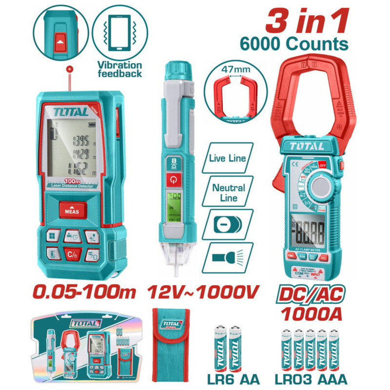 TOTAL ΕΠΑΓΓ. ΣΕΤ ΜΕΤΡΗΤΗΣ ΑΠΟΣΤ LASER 100m + ΔΟΚΙΜ. ΚΑΤΣΑΒΙΔΙ ΨΗΦΙΑΚΟ + ΑΜΠΕΡΟΤΣΙΜΠΙΔΑ (TLDD241202)