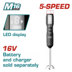 TOTAL ΜΠΛΕΝΤΕΡ ΧΕΙΡΟΣ ΜΠΑΤ.  Li-ion 16V ΧΩΡΙΣ ΜΠΑΤΑΡΙΑ & ΦΟΡΤΙΣΤΗ (TJB047K)