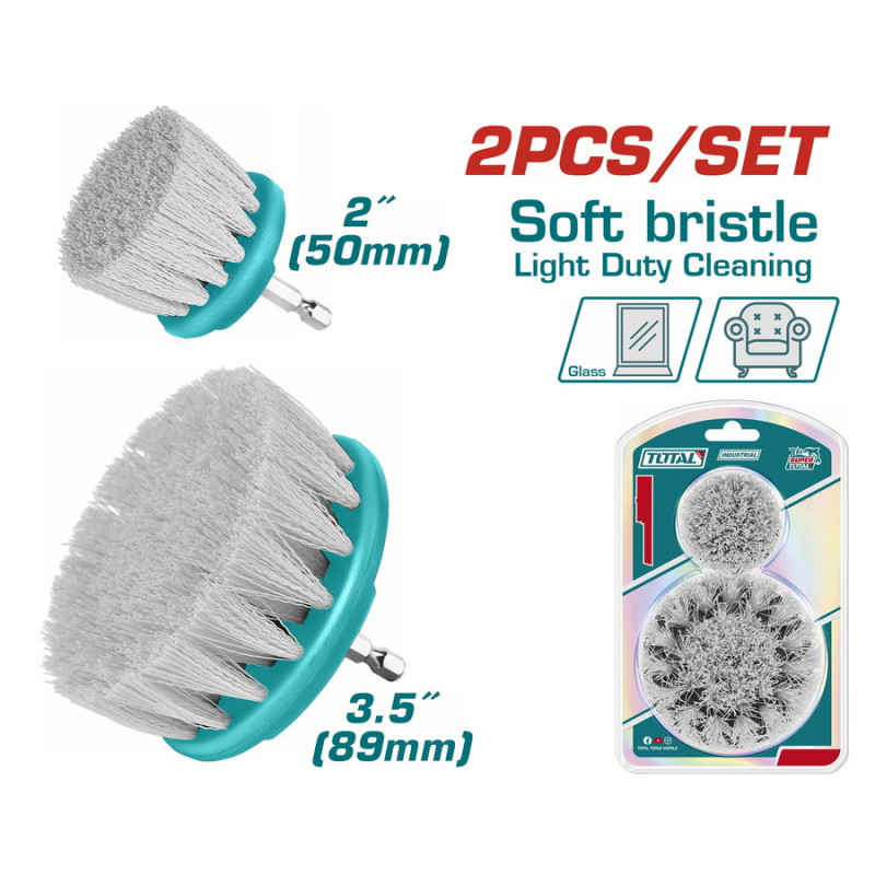 TOTAL ΕΠΑΓΓ. ΣΕΤ ΒΟΥΡΤΣΕΣ ΚΑΘΑΡΙΣΜΟΥ ΔΡΑΠΑΝΟΥ 2 ΤΕΜ 1/4" - Φ-50 & Φ-90mm ΜΑΛΑΚΕΣ (TACS3235)