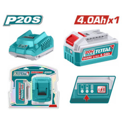 TOTAL ΕΠΑΓΓ. ΣΕΤ 1τεμ ΜΠΑΤ. TFBLI2002 Li-ion 20V/4Ah + 1τεμ ΦΟΡΤΙΣΤΗΣ TFCLI2001 (TFBCPK1012)