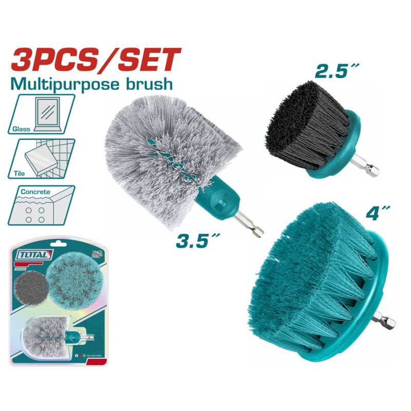 TOTAL ΕΠΑΓΓ. ΣΕΤ ΒΟΥΡΤΣΕΣ ΚΑΘΑΡΙΣΜΟΥ ΔΡΑΠΑΝΟΥ 1/4" 3ΤΕΜ (TACB0301)