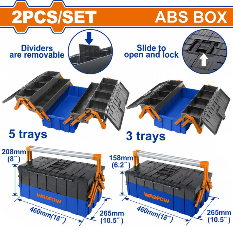 WADFOW ΣΕΤ ΕΡΓΑΛΕΙΟΘΗΚΕΣ ΠΛΑΣΤΙΚΕΣ 2ΤΕΜ (WTB4308)