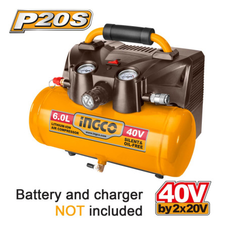 INGCO Αεροσυμπιεστής Μπαταρίας 2x20V Li-Ion SOLO (CACLI2003)