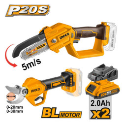 INGCO Αλυσοπρίονο + Κλαδευτήρι Μπαταρίας  20V Li-Ion Σετ 2 τεμ. (COSLI23065E)