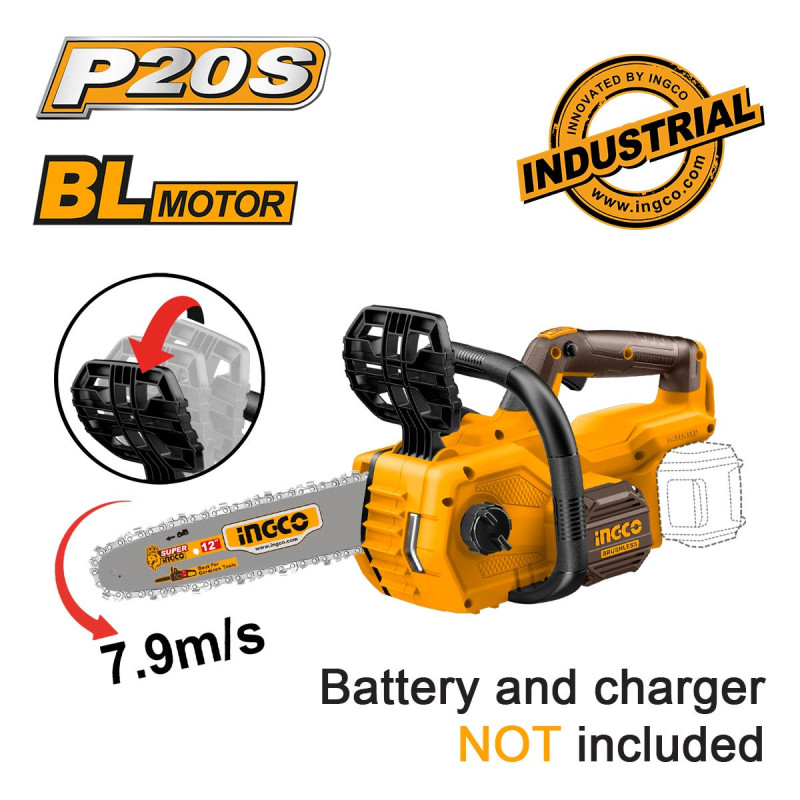 INGCO Αλυσοπρίονο Μπαταρίας 20V Li-Ion με 12"/30cm Λάμα SOLO (CGSLI20128)