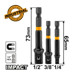 INGCO Αντάπτορες για Καρυδάκια 1/4"-3/8"-1/2" Σετ 3 τεμ. (AMN365A01)