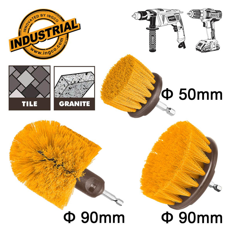 INGCO Βούρτσες Καθαρισμού Δραπάνου Σετ 3 τεμ. (Μέτριες) (WCBM0301)