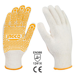 INGCO Γάντια Βαμβακερά με Κόκκους XL (HGVK05-XL)