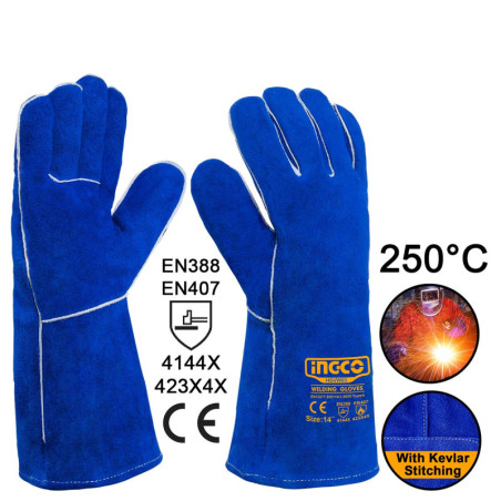 INGCO Γάντια Δερμάτινα Μακριά Ηλεκτροσυγκολλητών XL 14" 250°C (HGVW03-XL)