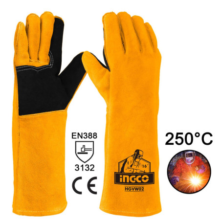 INGCO Γάντια Δερμάτινα Μακριά Ηλεκτροσυγκολλητών XL 16" 250°C (HGVW02-XL)