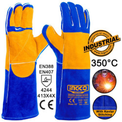 INGCO Γάντια Δερμάτινα Μακριά Ηλεκτροσυγκολλητών XL 16" 350°C (HGVW04-XL)
