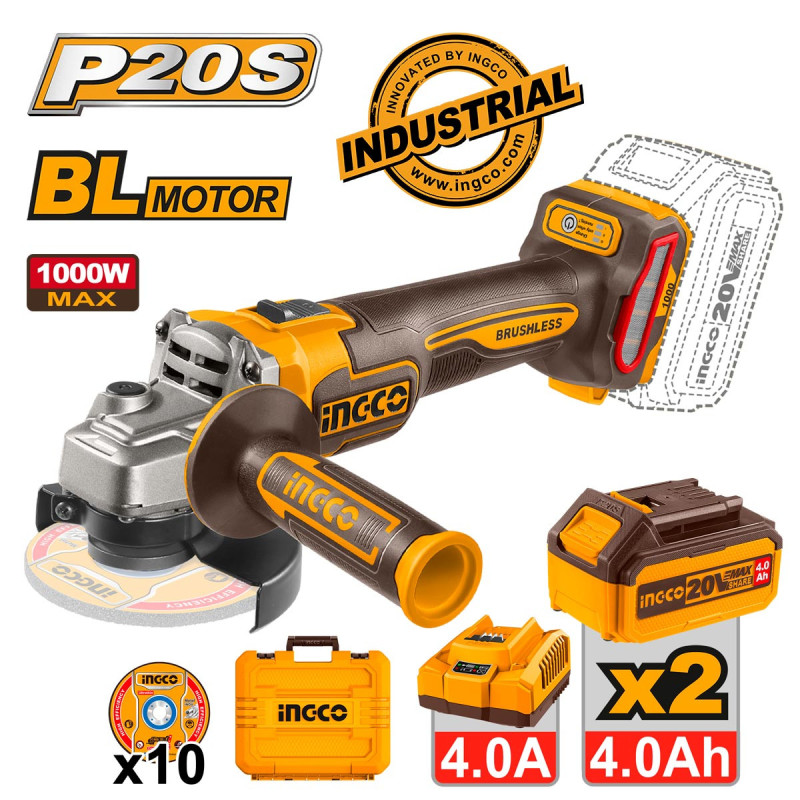 INGCO Γωνιακός Τροχός Μπαταρίας 115mm 20V Li-Ion (CAGLI271532)