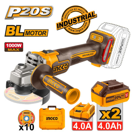 INGCO Γωνιακός Τροχός Μπαταρίας 115mm 20V Li-Ion (CAGLI271532)