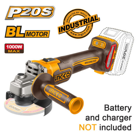 INGCO Γωνιακός Τροχός Μπαταρίας 115mm 20V Li-Ion SOLO (CAGLI27153)