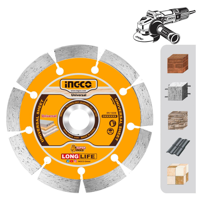 INGCO Διαμαντόδισκος Δομικών Γενικής Χρήσης 125mm (DMD011252)