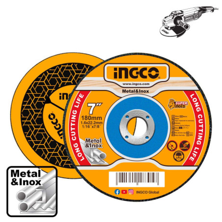 INGCO Δίσκοι Κοπής Σιδήρου INOX 180mm x 1.6mm (MCD161801)
