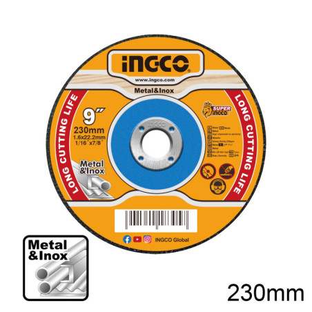 INGCO Δίσκοι Κοπής Σιδήρου INOX 230mm x 1.6mm (MCD162301)