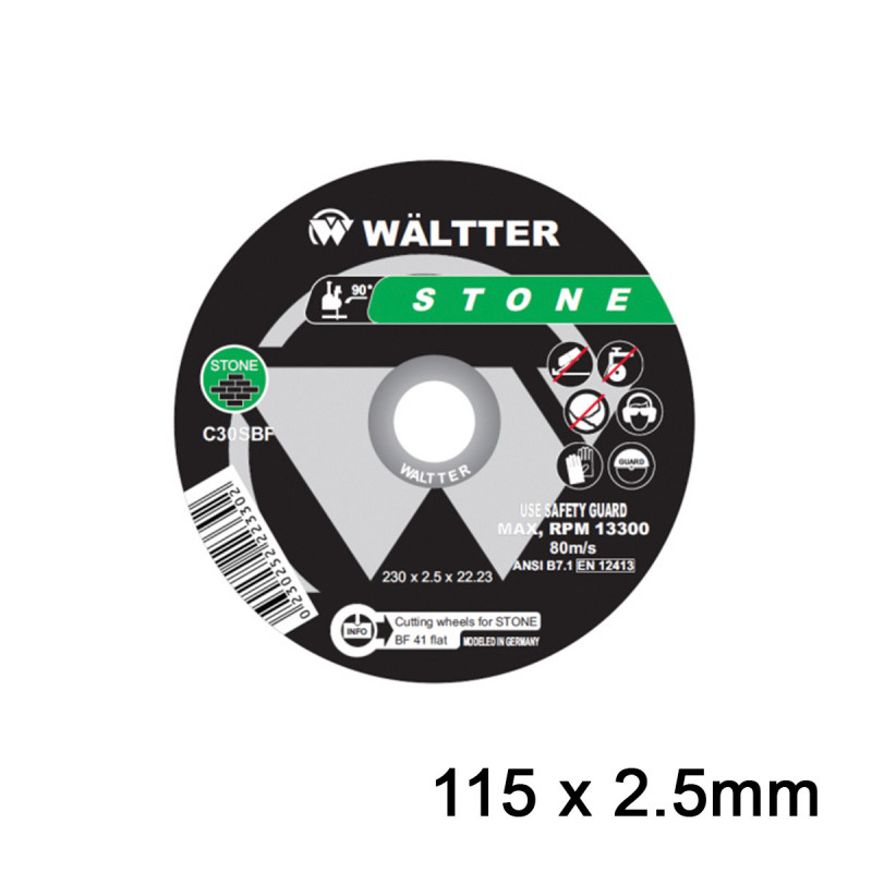 WÄLTTER Δίσκος Κοπής Δομικών Υλικών WALTTER 115x2.5mm (1152522)