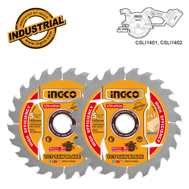 INGCO Δίσκος Κοπής Ξύλου 2 τεμ. Φ140mm (TSB1403)